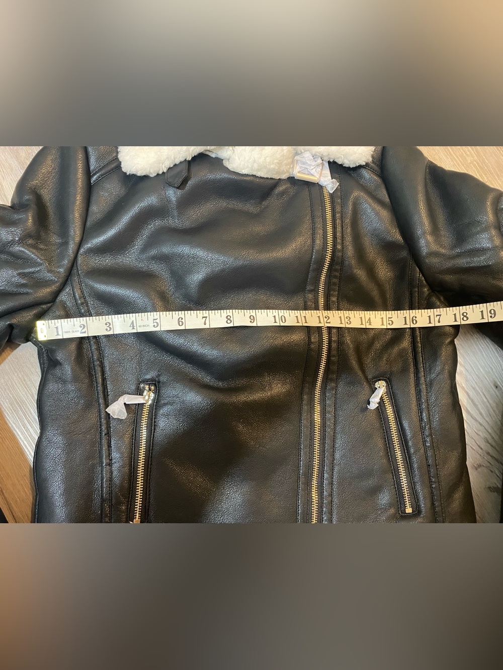 Faux Leather Sherpa Lined Slim Winter Coat Jacket Juniors / Woman's Size Small - Picture 13 of 16